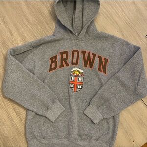 Gildan Gray Hoodie with Brown University Logo